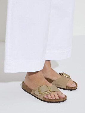 BIRKENSTOCK Madrid Big Buckle Slide Sandal (Women) Sandstone Size 39